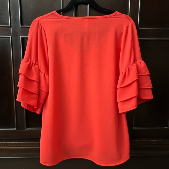 Tyche Ruffled Sleeve Blouse - Color Red Size Small - Picture 2 of 3